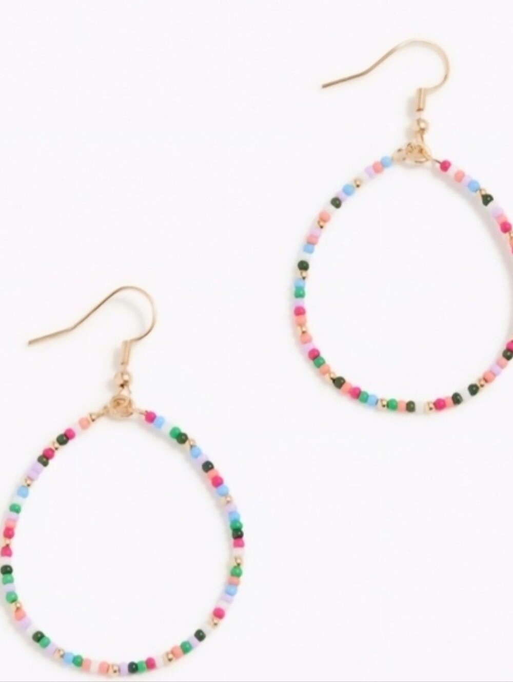 J Crew Factory Beaded Glass Hoop Earrings Multi Color